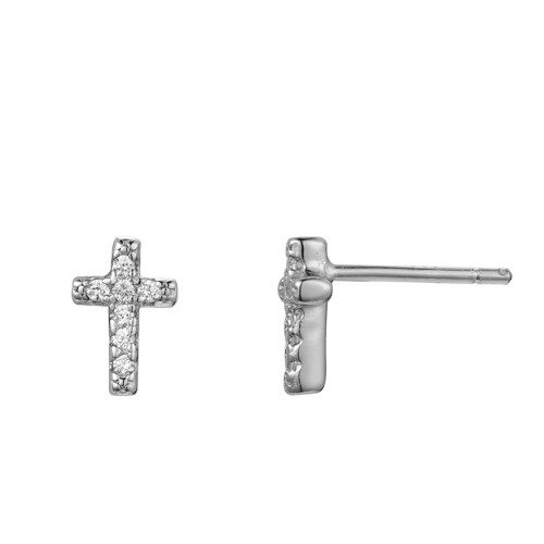 Cross multicolored zircons stud earrings