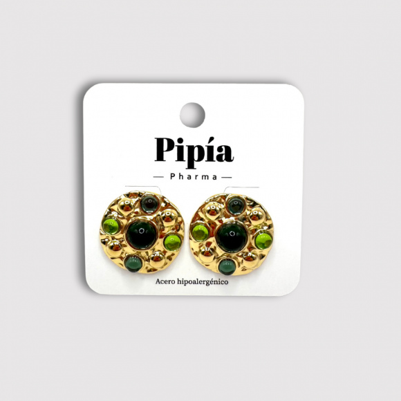 Pendientes Rosetón Verde
