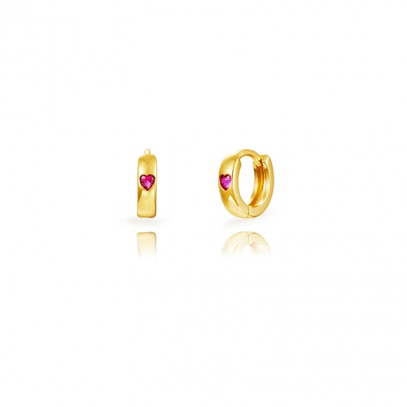 Aros Mini Corazon Rubí