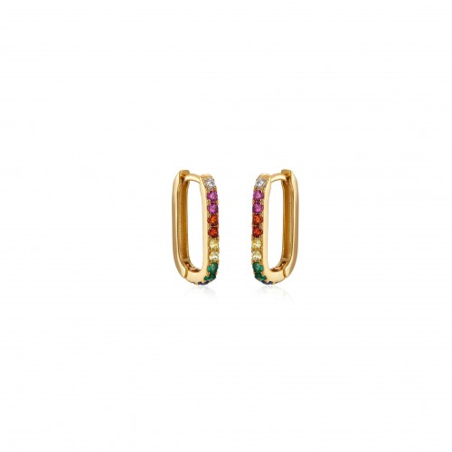 Aros Rectángulo Circonitas Multicolor