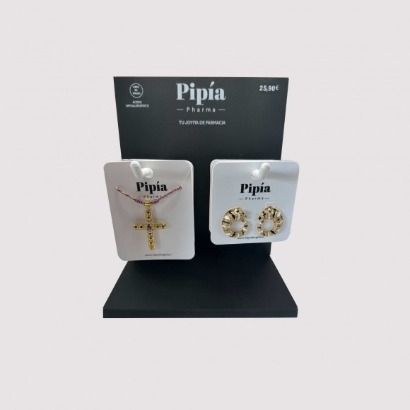 EXPOSITOR BISUTERIA C (4 pares de pendientes PVL 14.90€ PVP25.90€, 4 collares PVL 14.90€ PVP 25.90€) 119.20€