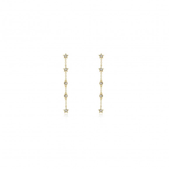 Zircons chain hoop earrings