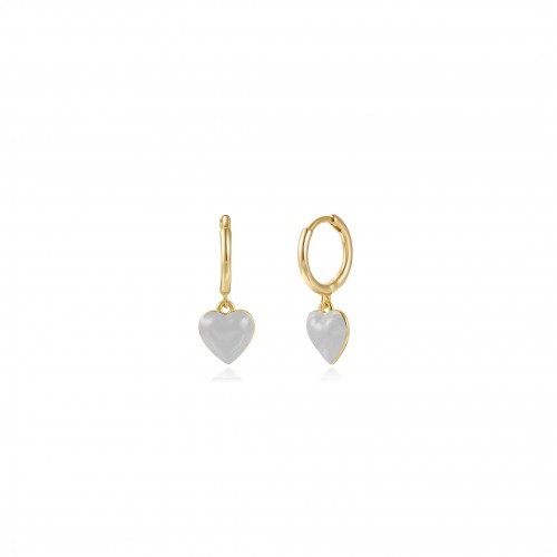 Aros Corazon Enamel  Blanco