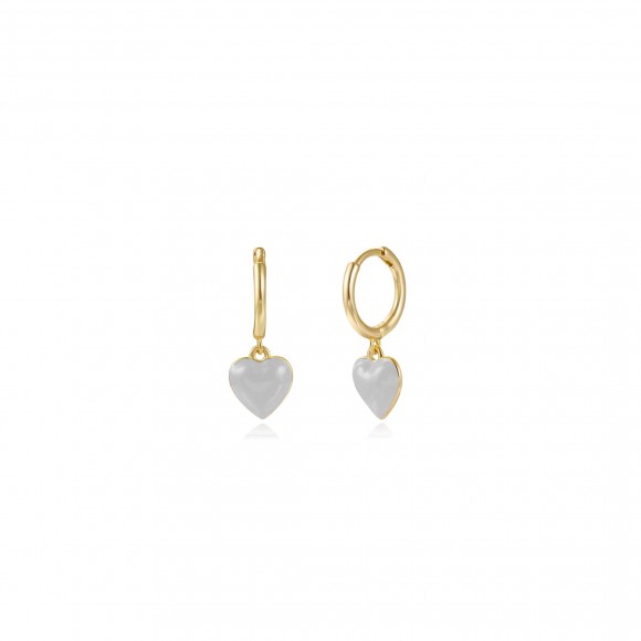 Aros Corazon Enamel  Blanco