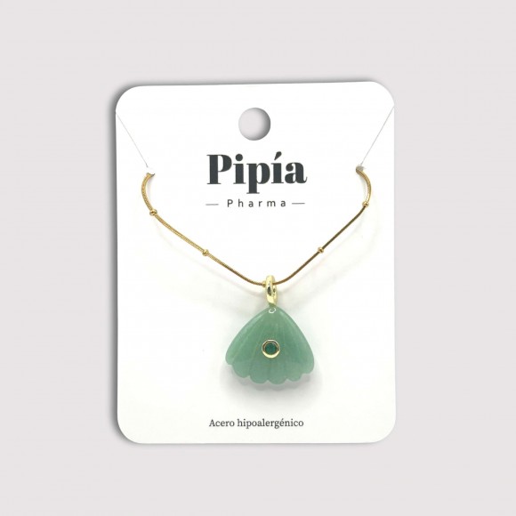 Collar Concha Piedra Verde Agua