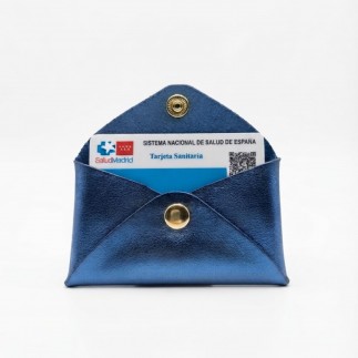 Monedero Tarjetero de Piel Azul Jeans