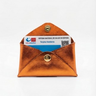 Monedero Tarjetero de Piel Naranja