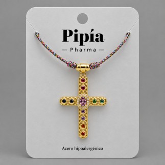 Collar Cruz Piedra Malva