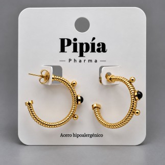 Pendientes Sedef piedra Negra