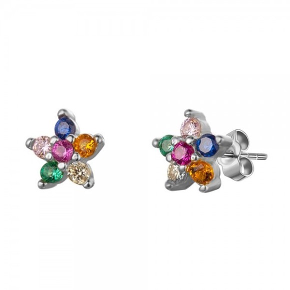 Pendientes flor multicolor